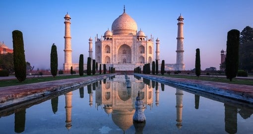 Taj Mahal, an immense mausoleum of white marble, built between 1631 and 1648